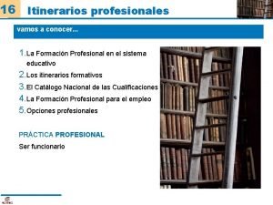 16 Itinerarios profesionales vamos a conocer 1 La