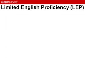 Limited English Proficiency LEP Title VI Civil Rights