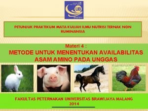 PETUNJUK PRAKTIKUM MATA KULIAH ILMU NUTRISI TERNAK NON