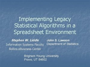 Statistical algorithms
