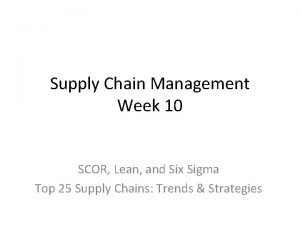 Supply Chain Management Week 10 SCOR Lean and