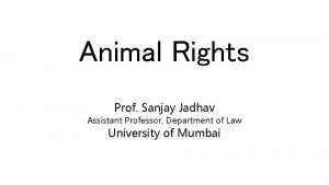 Animal Rights Prof Sanjay Jadhav Assistant Professor Department