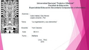 Universidad Nacional Federico Villarreal Facultad de Educacin Especialidad