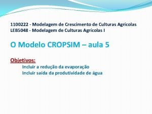 1100222 Modelagem de Crescimento de Culturas Agrcolas LEB