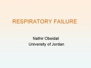 RESPIRATORY FAILURE Nathir Obeidat University of Jordan Definitions