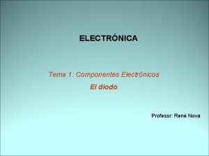 ELECTRNICA Tema 1 Componentes Electrnicos El diodo Profesor