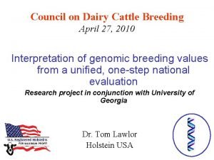 Council on Dairy Cattle Breeding April 27 2010
