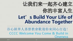 Lets Build Your Life of Abundance Together CCCC