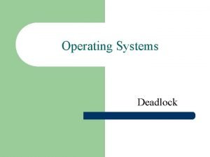 Operating Systems Deadlock The Deadlock Problem A set