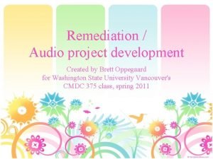 Remediation Audio project development Created by Brett Oppegaard