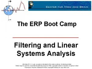 The ERP Boot Camp Filtering and Linear Systems