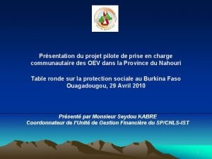 Prsentation du projet pilote de prise en charge