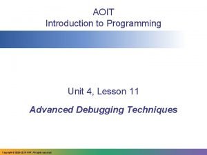 AOIT Introduction to Programming Unit 4 Lesson 11