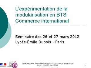 Lexprimentation de la modularisation en BTS Commerce international