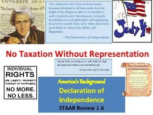No Taxation Without Representation Americas Background Declaration of