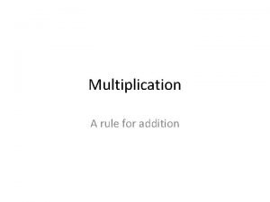 Multiplication A rule for addition Subtraction Means to