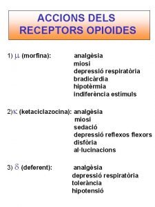 ACCIONS DELS RECEPTORS OPIOIDES 1 m morfina analgsia