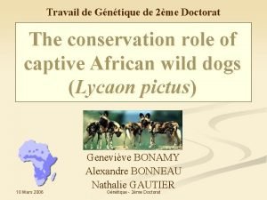 Travail de Gntique de 2me Doctorat The conservation