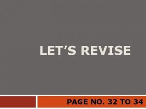 Lets revise