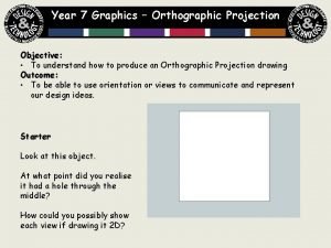 Year 7 Graphics Orthographic Projection Objective To understand
