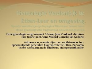 Genealogie Verdonck te EttenLeur en omgeving Op mijn