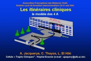 Association Francophone des Mdecins Chefs Sixime cycle de