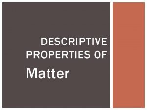 Descriptive matter