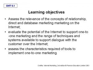 OHT 6 1 Learning objectives Assess the relevance