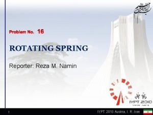 ROTATING SPRING Reporter Reza M Namin 1 IYPT