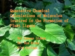 Quantative Chemical Calculations of Molecules involved in the