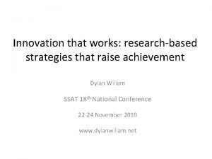 Innovation that works researchbased strategies that raise achievement