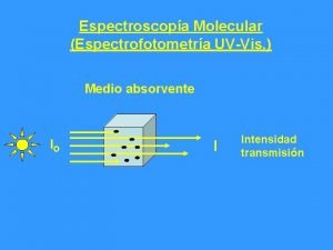 Espectroscopa Molecular Espectrofotometra UVVis Medio absorvente IO I