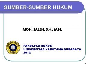 SUMBERSUMBER HUKUM MOH SALEH S H M H