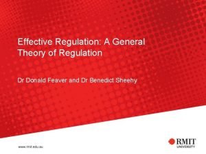 Effective Regulation A General Theory of Regulation Dr