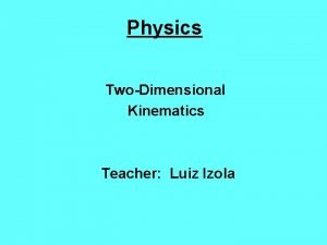 Physics TwoDimensional Kinematics Teacher Luiz Izola Chapter Preview