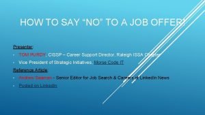 Say no to job offer