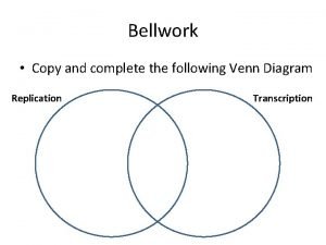 Replication vs transcription venn diagram