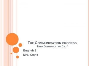 THE COMMUNICATION PROCESS THINK COMMUNICATION CH 1 English