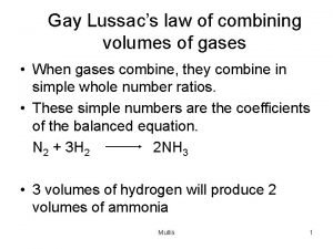 Gay Lussacs law of combining volumes of gases