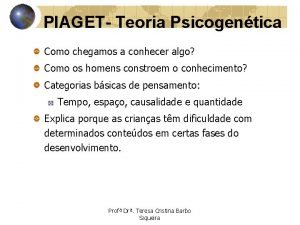 PIAGET Teoria Psicogentica Como chegamos a conhecer algo