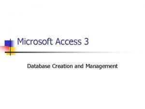 Access database creation