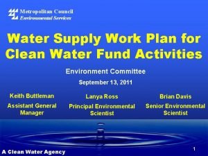 Metropolitan Council Environmental Services Water Supply Work Plan