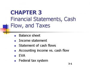 CHAPTER 3 Financial Statements Cash Flow and Taxes