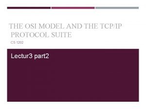 THE OSI MODEL AND THE TCPIP PROTOCOL SUITE