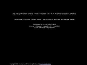 High Expression of the Trefoil Protein TFF 1
