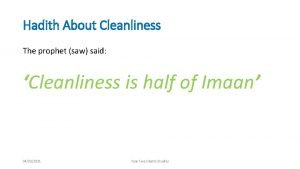 Hadith about cleanliness