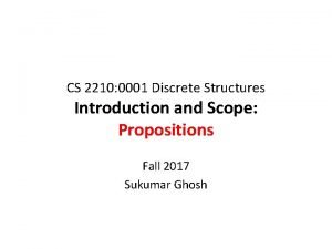 CS 2210 0001 Discrete Structures Introduction and Scope