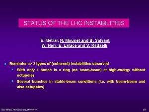 STATUS OF THE LHC INSTABILITIES E Mtral N