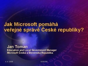 Jak Microsoft pomh veejn sprv esk republiky Jan