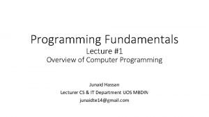 Fundamentals of computer programming syllabus